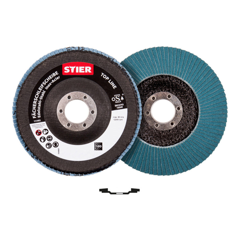 STIER flap discs professional Ø 125 mm set of 10 grinding discs various sizes