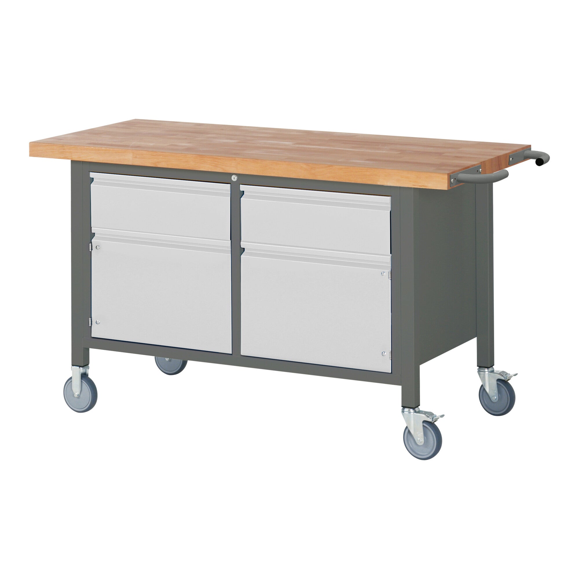 STIER Fahrbare Werkbank Premium mit 2 Schubladen und 2 Flügeltüren BxTxH 1500x700x880 mm