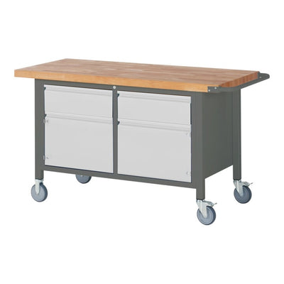 STIER Fahrbare Werkbank Premium mit 2 Schubladen und 2 Flügeltüren BxTxH 1500x700x880 mm