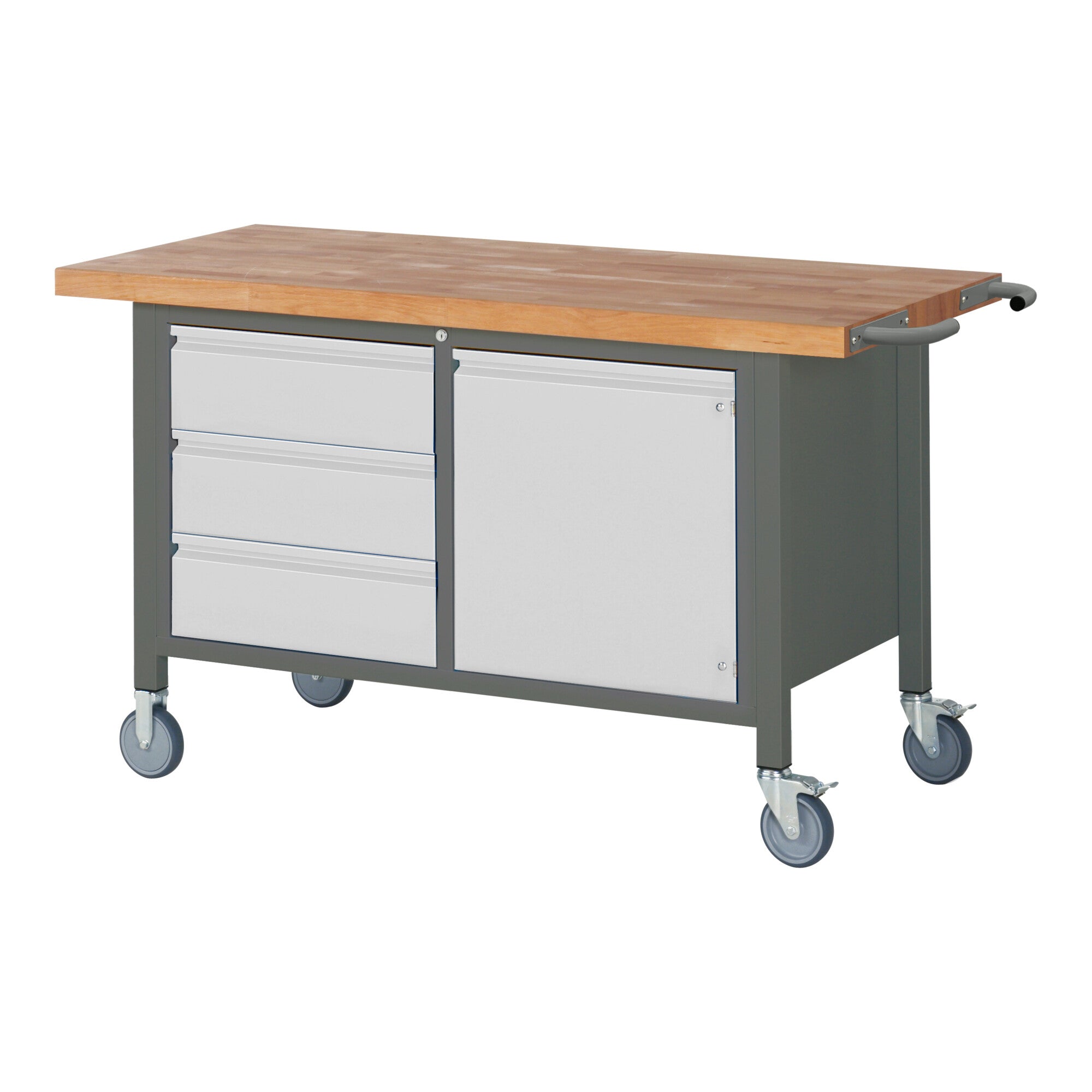 STIER Fahrbare Werkbank Premium mit 2 Schubladen und 2 Flügeltüren BxTxH 1500x700x880 mm