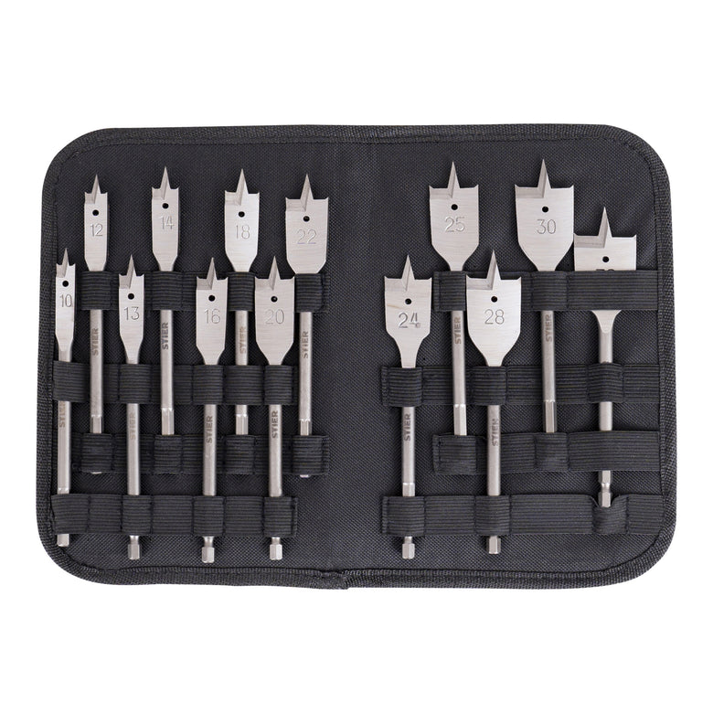 STIER Flachfräsbohrer 13-teiliges Set 10 - 32 mm 1/4 Zoll griffbereit in