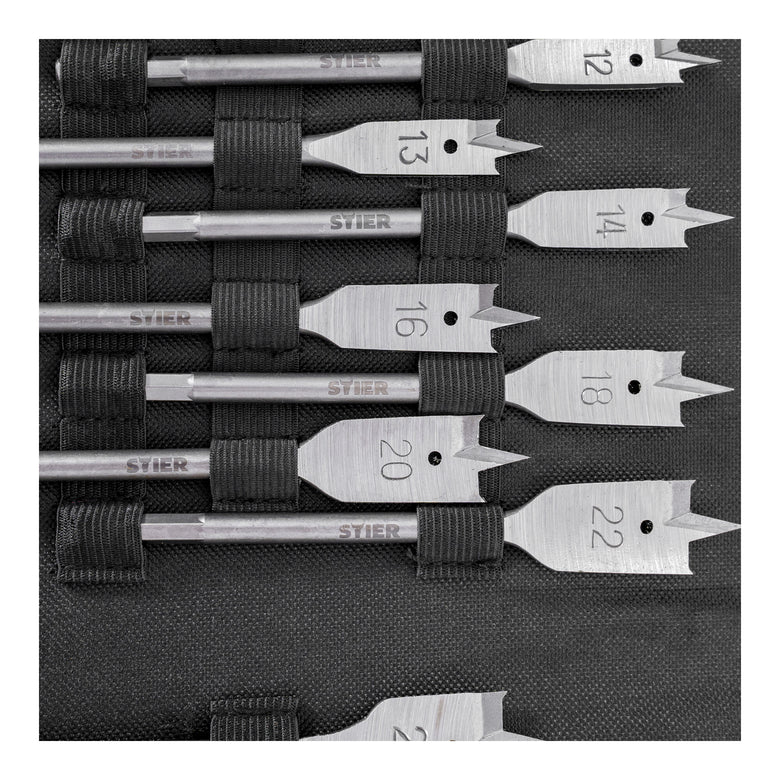 STIER Flachfräsbohrer 13-teiliges Set 10 - 32 mm 1/4 Zoll griffbereit in