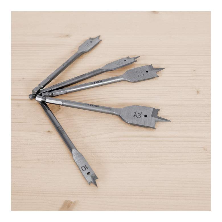 STIER Flachfräsbohrer 13-teiliges Set 10 - 32 mm 1/4 Zoll griffbereit in