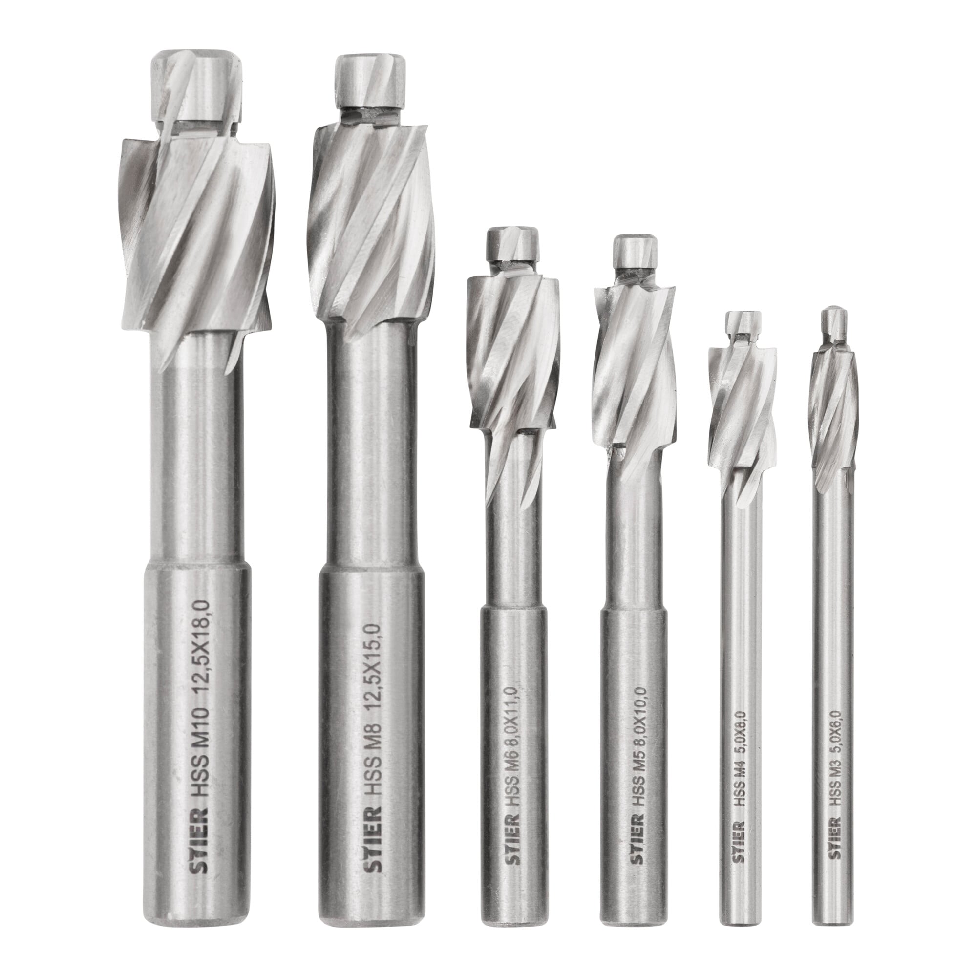 STIER countersink set M3-M10 HSS right-hand cutting DIN 373 with guide pin