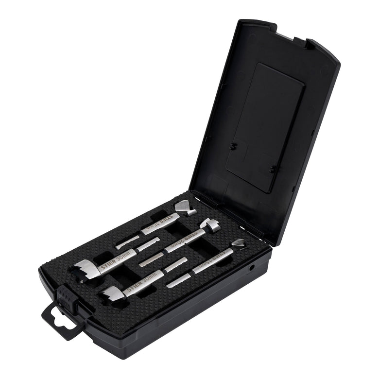 STIER high-quality Forstner bit set 5-piece in practical cassette 20 25 30