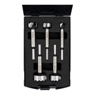 STIER high-quality Forstner bit set 5-piece in practical cassette 20 25 30