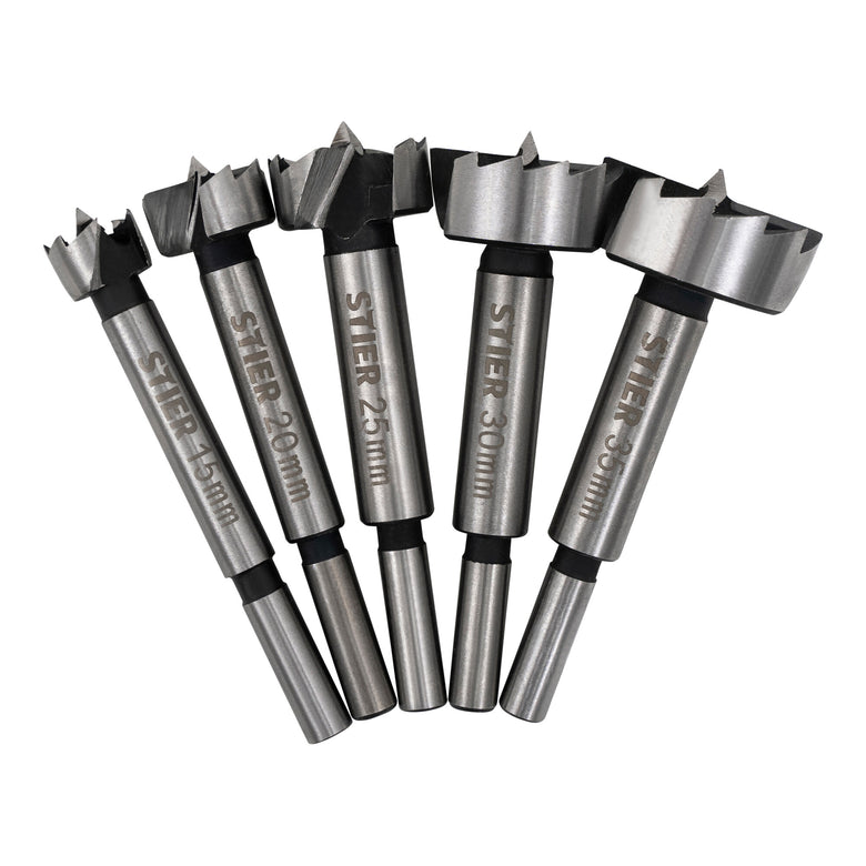 STIER high-quality Forstner bit set 5-piece in practical cassette 20 25 30