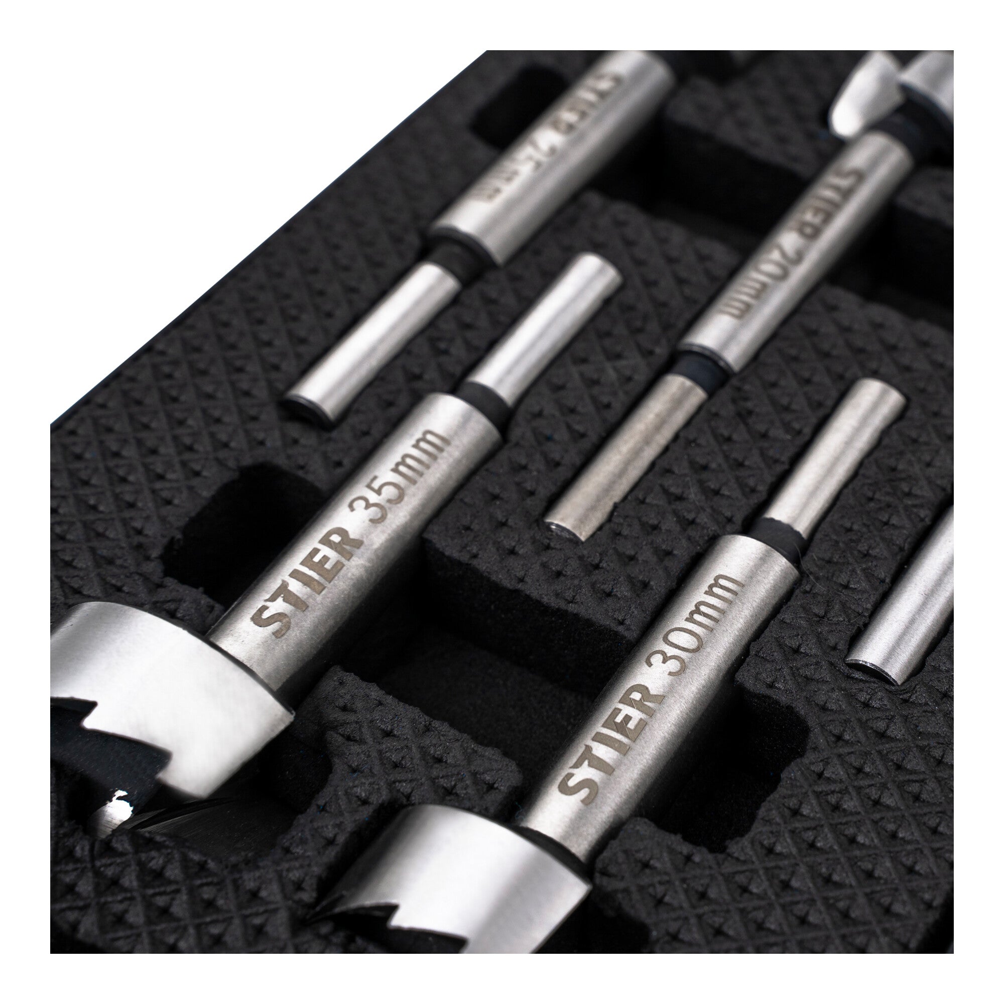 STIER high-quality Forstner bit set 5-piece in practical cassette 20 25 30