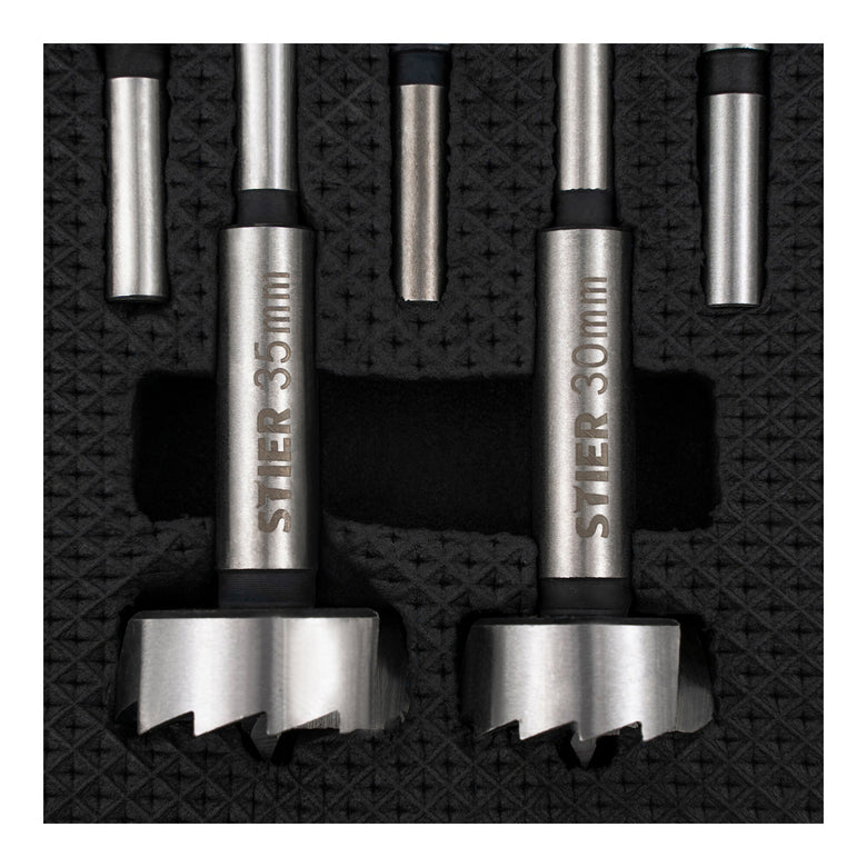 STIER high-quality Forstner bit set 5-piece in practical cassette 20 25 30