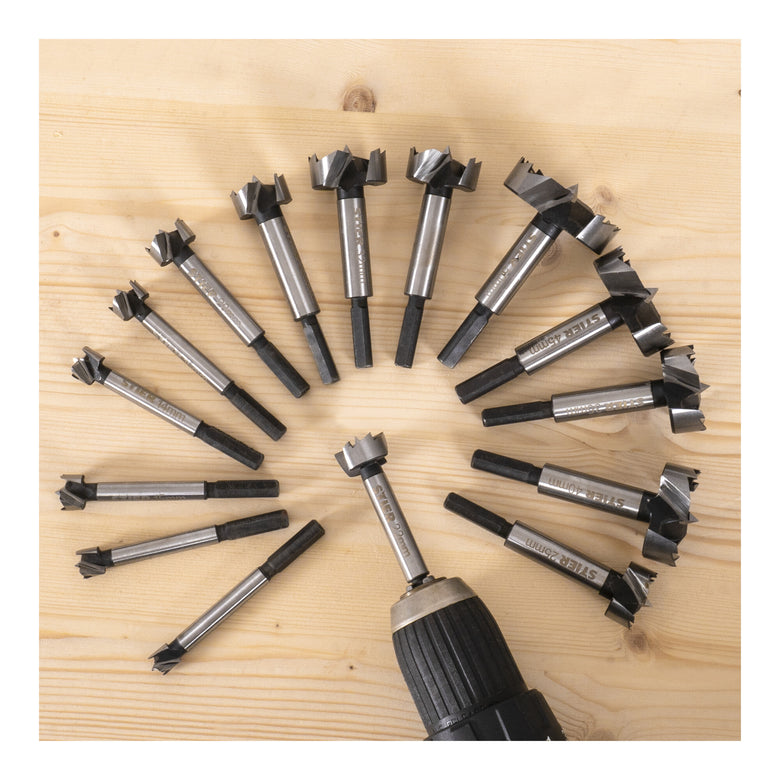 STIER Forstner bit set in wooden case 15 pieces (diameter 10 - 50 mm) 8 -
