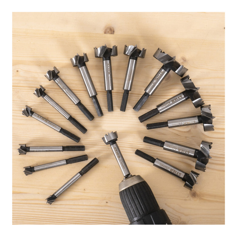STIER Forstner bit set in wooden case 15 pieces (diameter 10 - 50 mm) 8 -