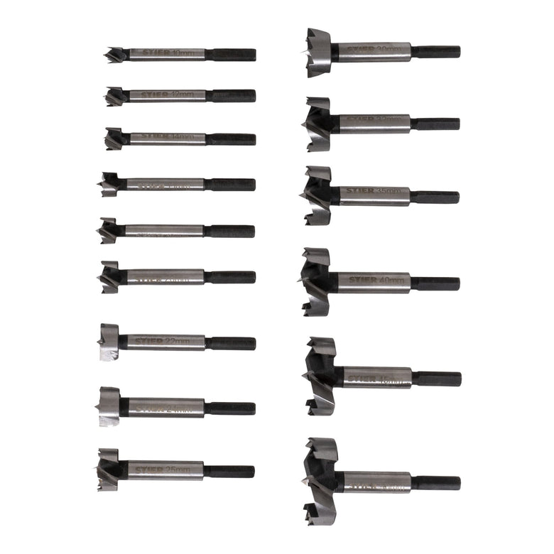 STIER Forstnerbohrer-Set in Holz-Kasette 15-teilig (Durchmesser 10 - 50 mm) 8 -