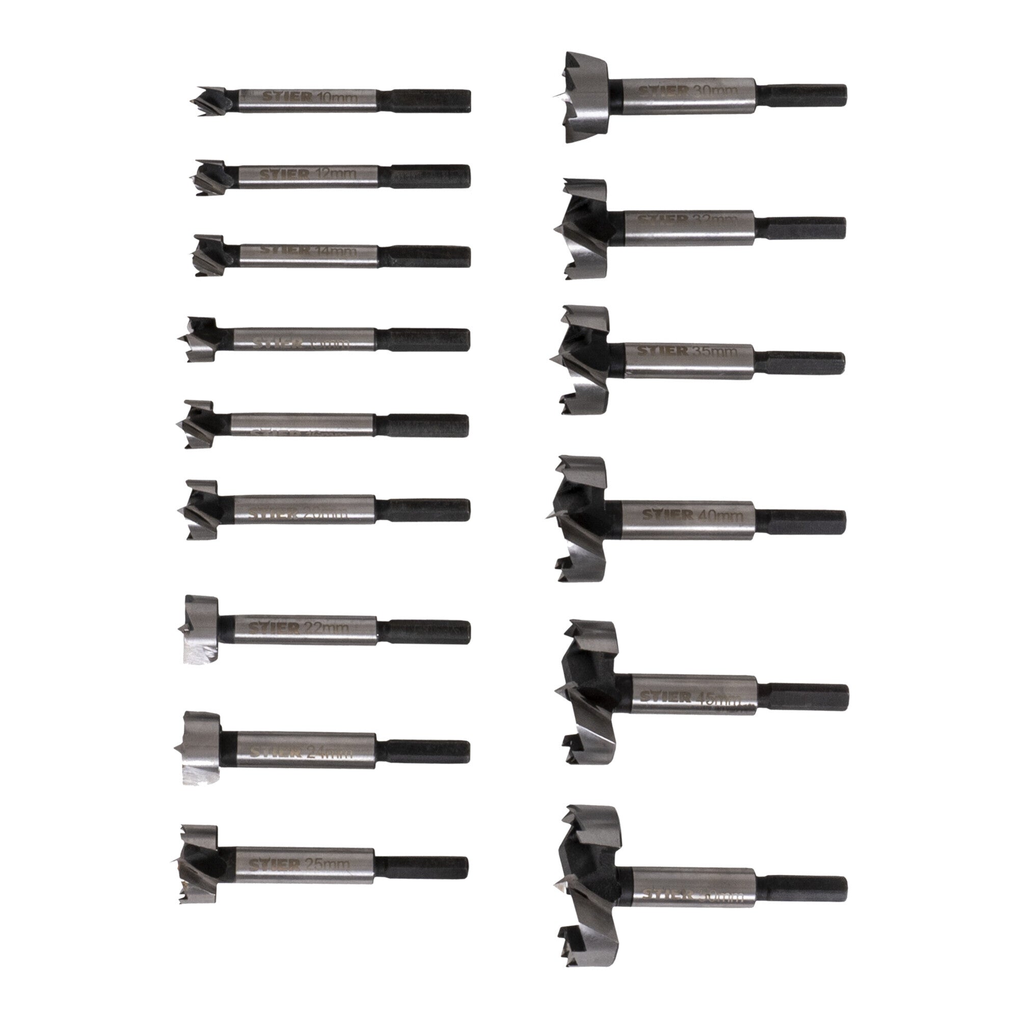 STIER Forstner bit set in wooden case 15 pieces (diameter 10 - 50 mm) 8 -