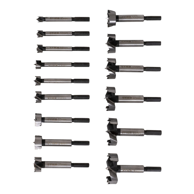 STIER Forstner bit set in wooden case 15 pieces (diameter 10 - 50 mm) 8 -