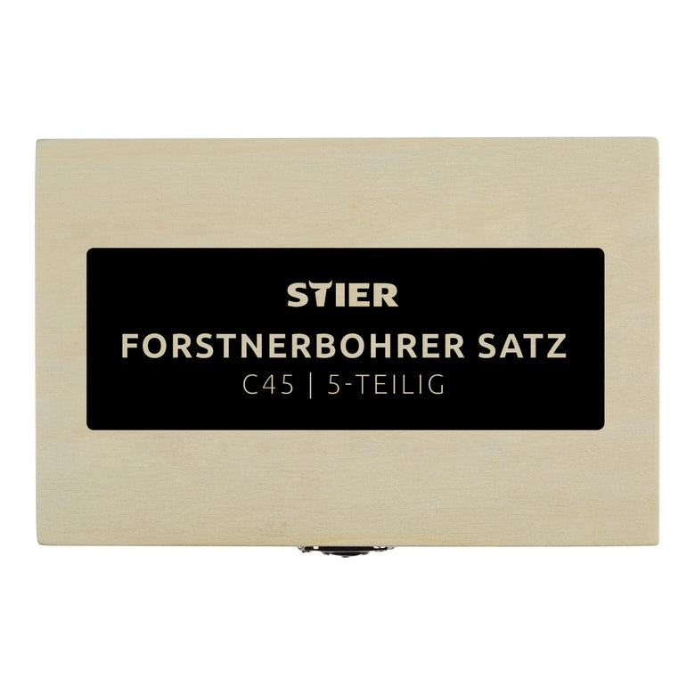 STIER Forstner bit set in wooden case 5-piece (15 20 25 30 35 mm) 10 mm