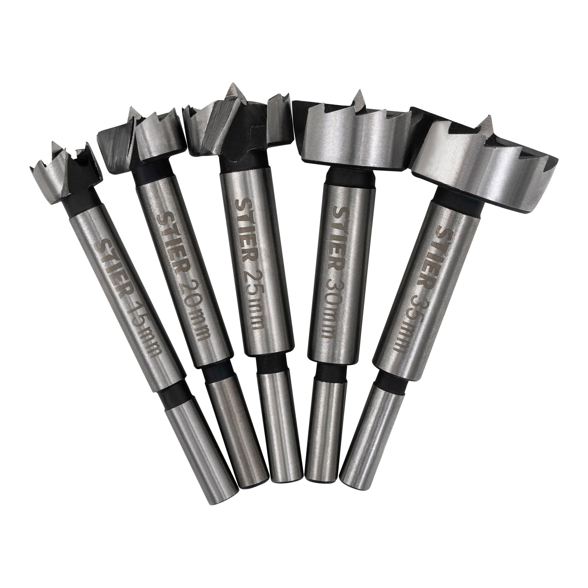 STIER Forstner bit set in wooden case 5-piece (15 20 25 30 35 mm) 10 mm