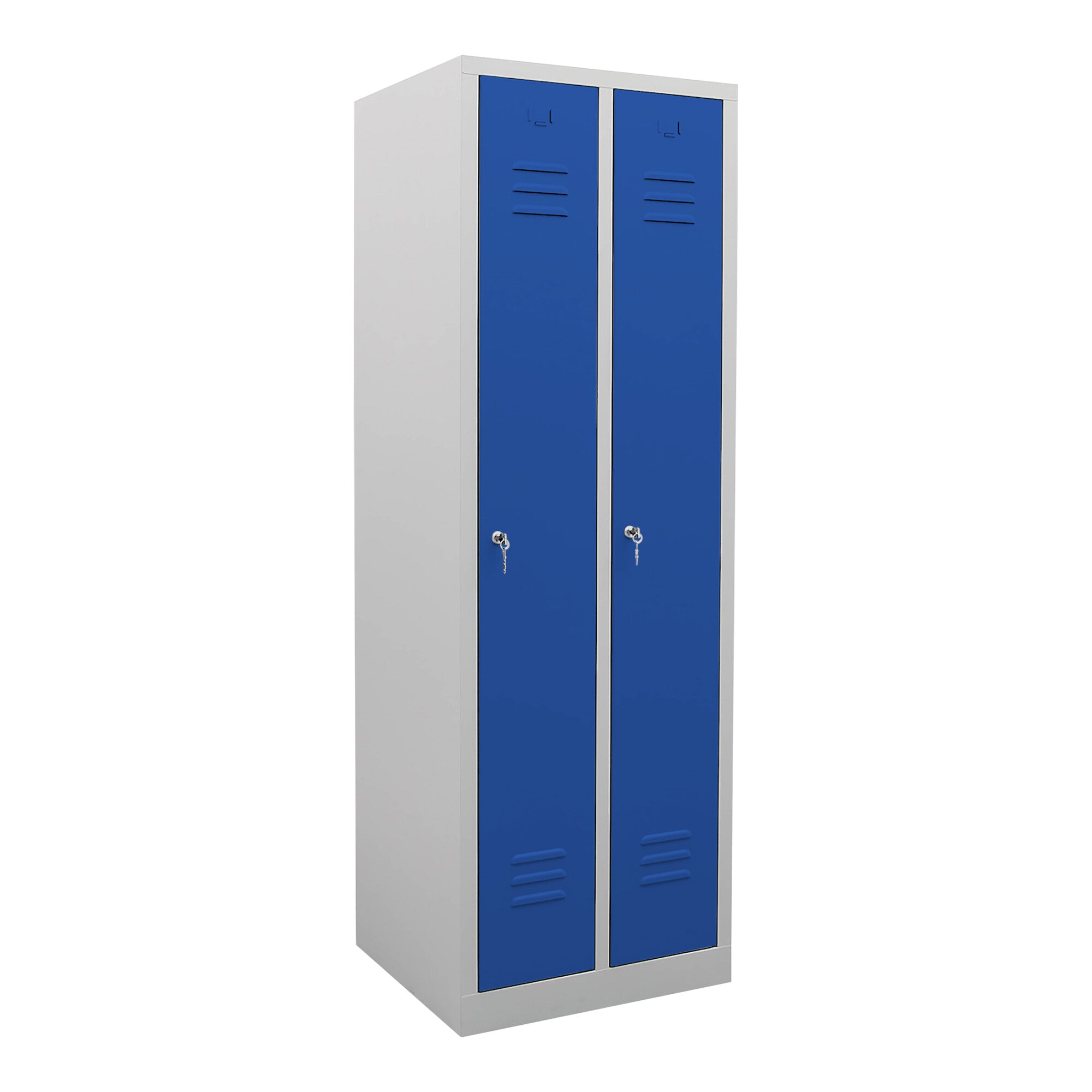 STIER wardrobe locker 2 compartments dimensions 1800 x 590 x 500 mm gentian blue lockable