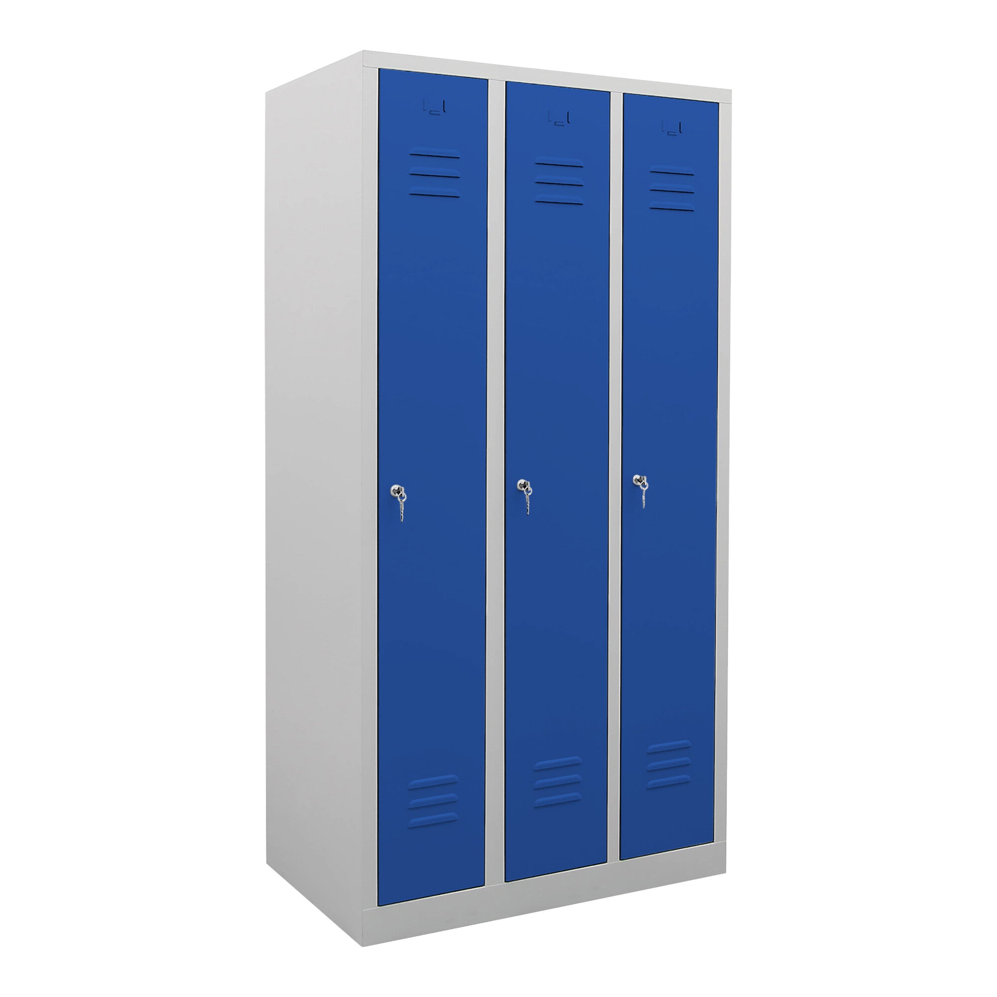 STIER Garderobenspind 3 Abteile Maße 1800 x 870 x 500 mm enzianblau abschließbar