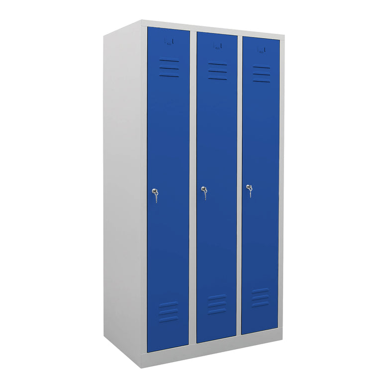 STIER Garderobenspind 3 Abteile Maße 1800 x 870 x 500 mm enzianblau abschließbar