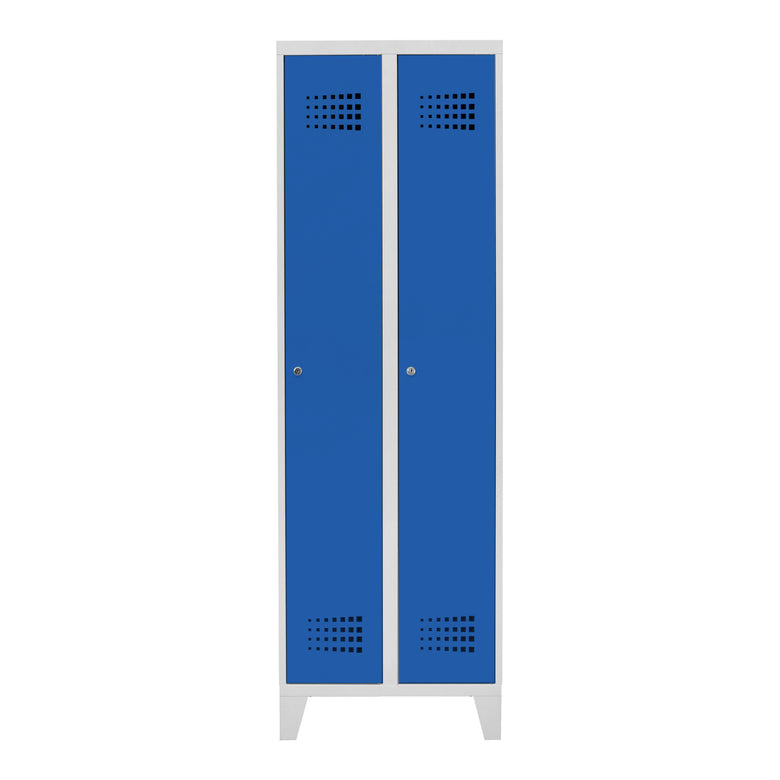 STIER Premium wardrobe locker with feet, 2 compartments, cylinder lock