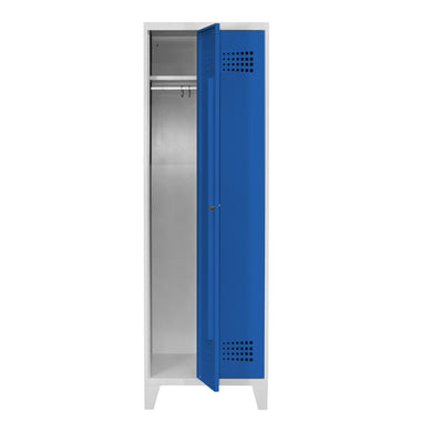 STIER Premium wardrobe locker with feet, 2 compartments, cylinder lock