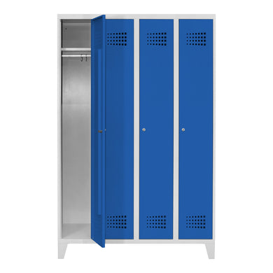 STIER Premium wardrobe locker with feet, 4 compartments, cylinder lock