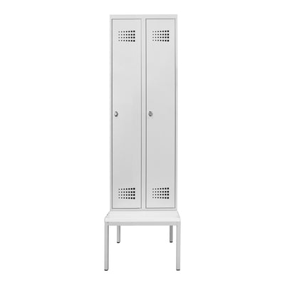 STIER Premium wardrobe locker with bench base 2 compartments turn lock
