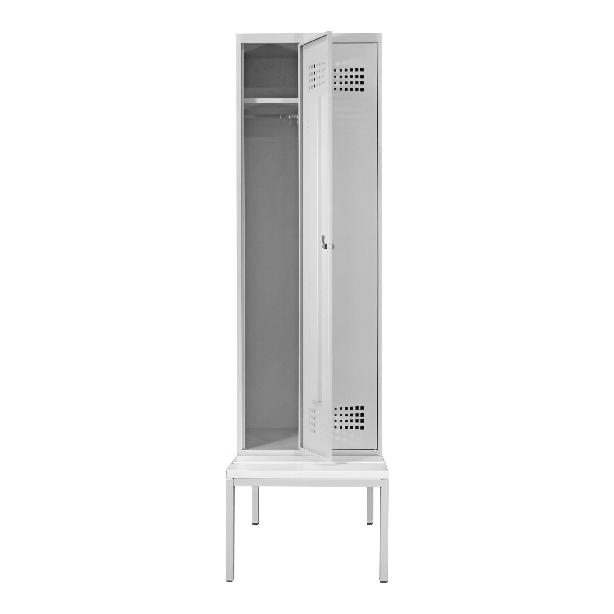 STIER Premium wardrobe locker with bench base 2 compartments turn lock
