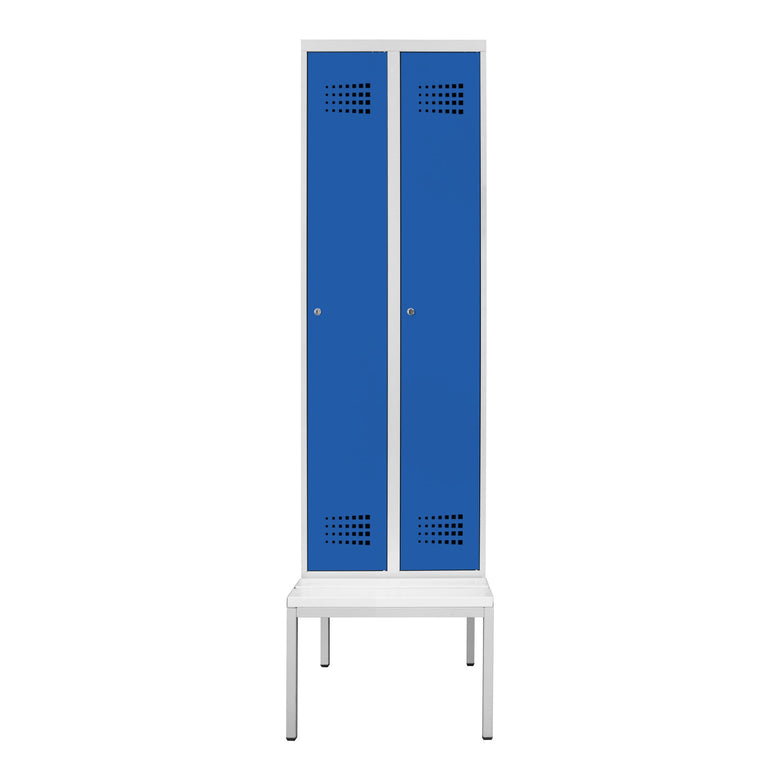 STIER Premium wardrobe locker with bench base 2 compartments cylinder lock