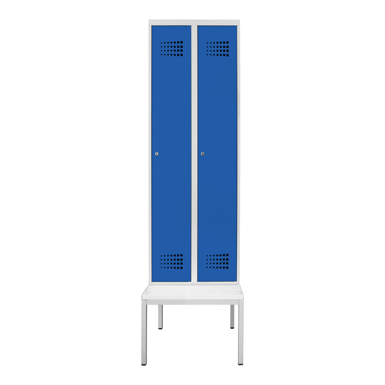 STIER Premium wardrobe locker with bench base 2 compartments cylinder lock