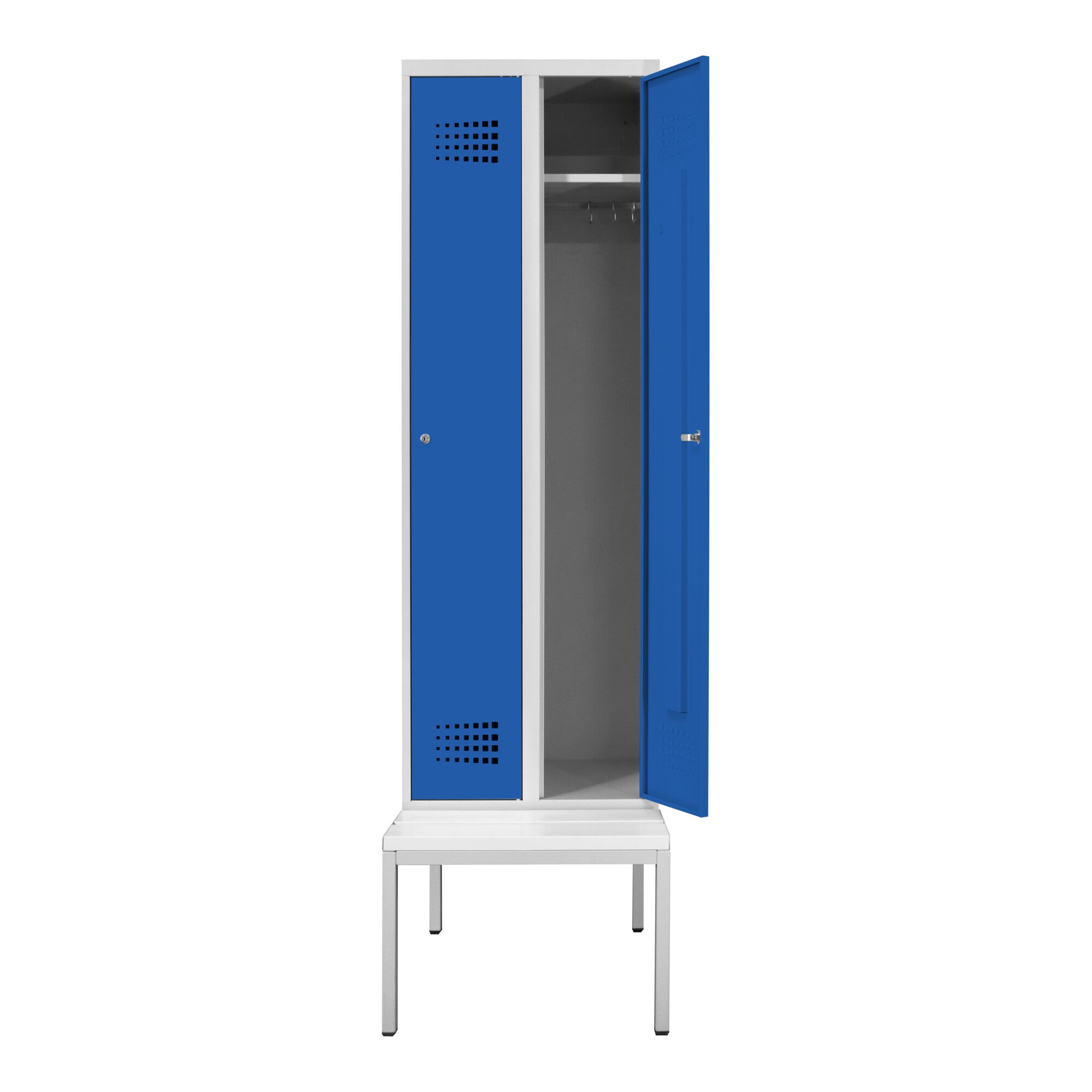 STIER Premium wardrobe locker with bench base 2 compartments cylinder lock