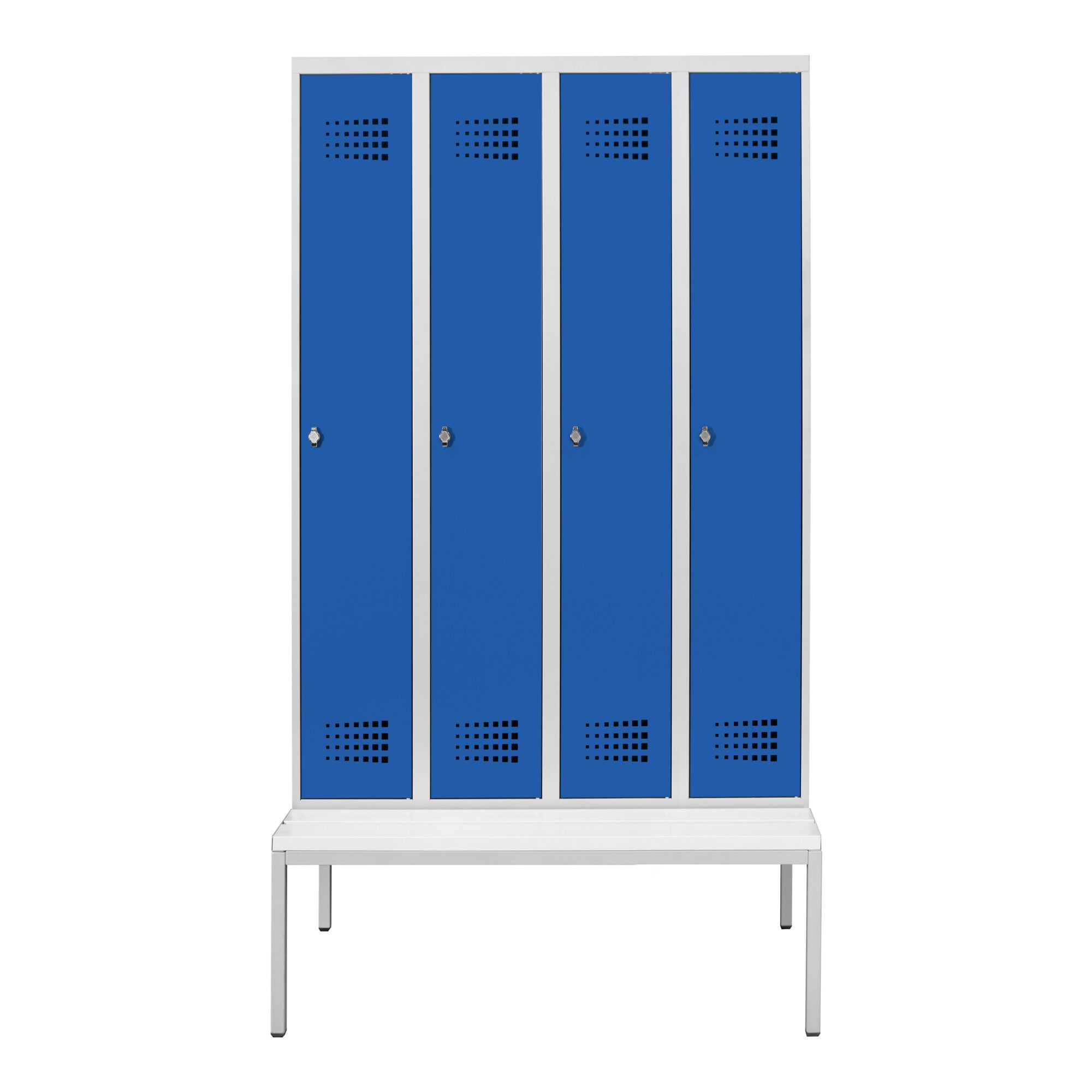 STIER Premium wardrobe locker with bench base 4 compartments turn lock