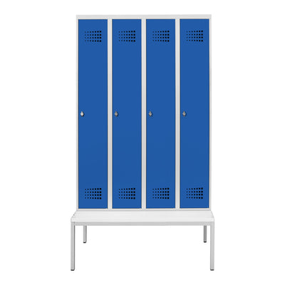 STIER Premium wardrobe locker with bench base 4 compartments turn lock