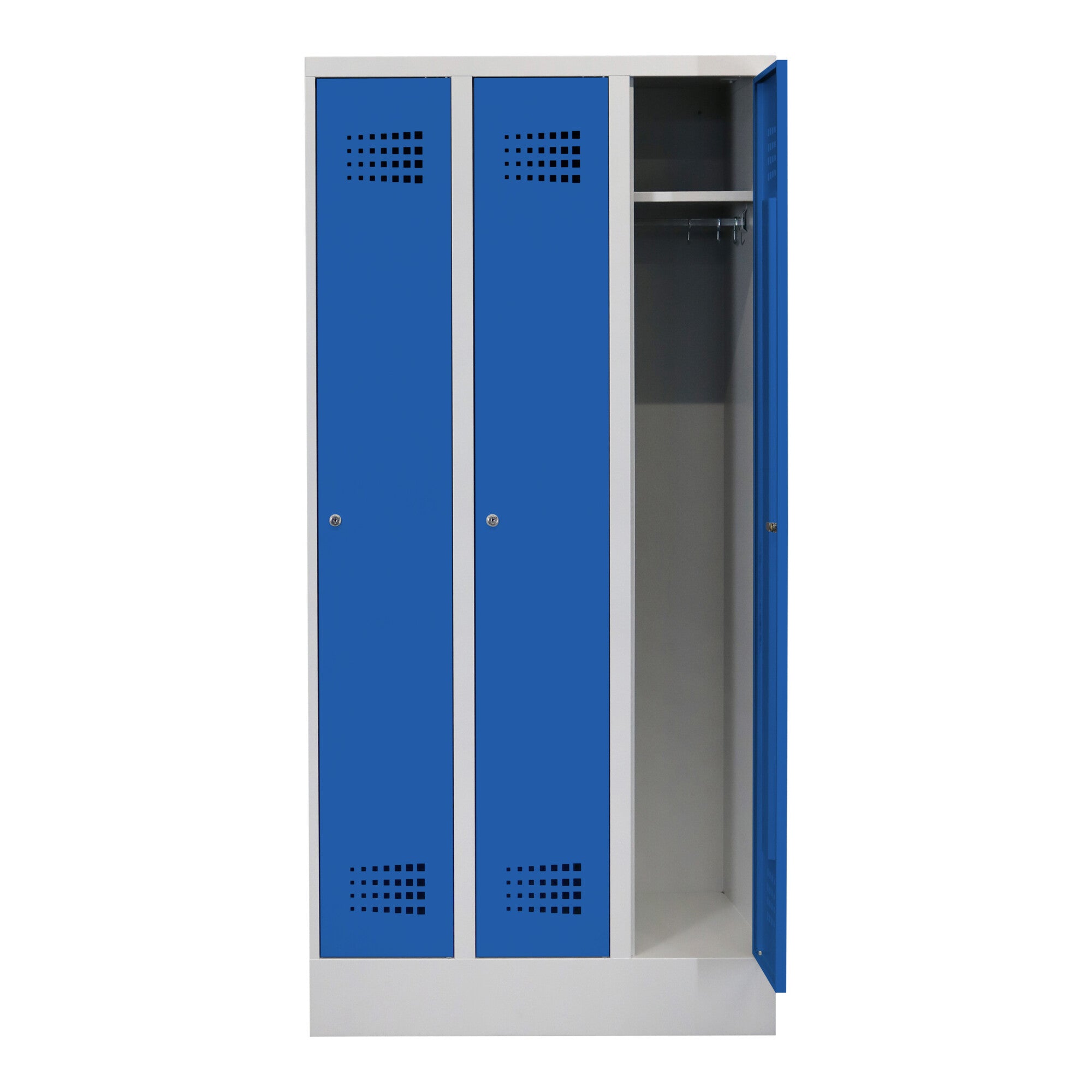 STIER Premium wardrobe locker with base 3 compartments cylinder lock