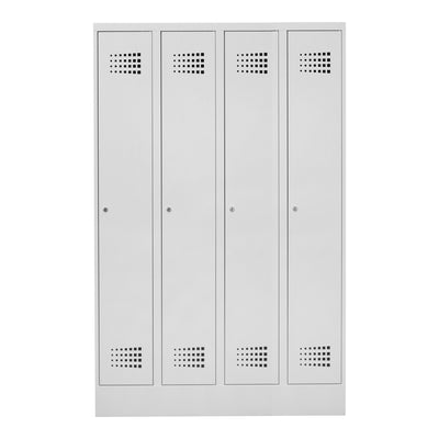 STIER Garderobenspind Premium mit Sockel 4 Abteile Zylinderschloss lichtgrau