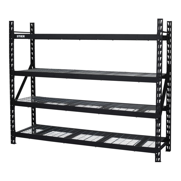 STIER Grid Shelving Unit | Shelf load 400 kg | HxWxD 1830x1950x610 mm | 4 shelves | Steel frame | Shelving system