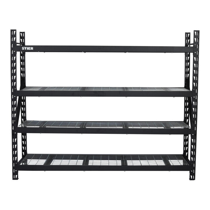 STIER Grid Shelving Unit | Shelf load 400 kg | HxWxD 1830x1950x610 mm | 4 shelves | Steel frame | Shelving system