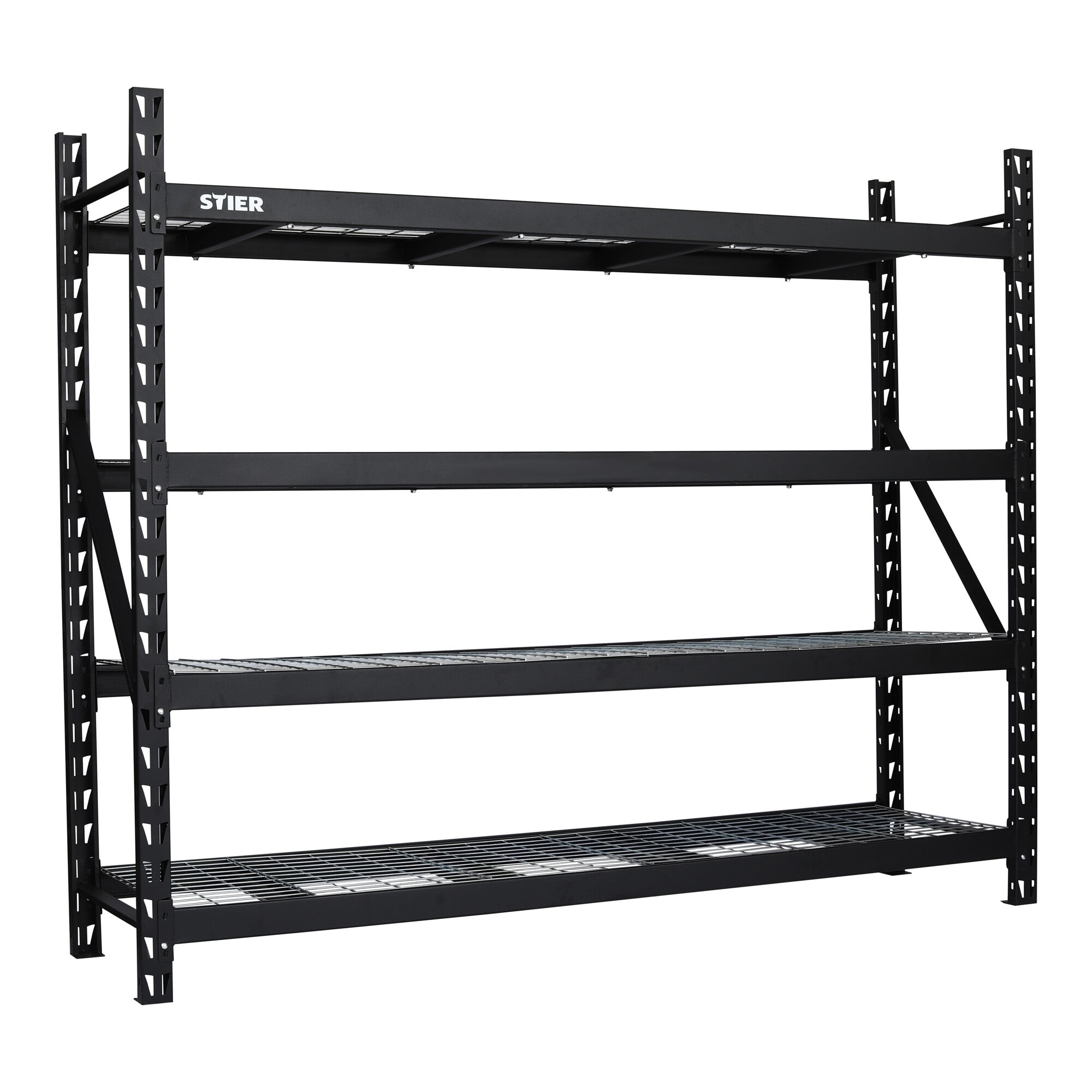 STIER Grid Shelving Unit | Shelf load 400 kg | HxWxD 1830x1950x610 mm | 4 shelves | Steel frame | Shelving system
