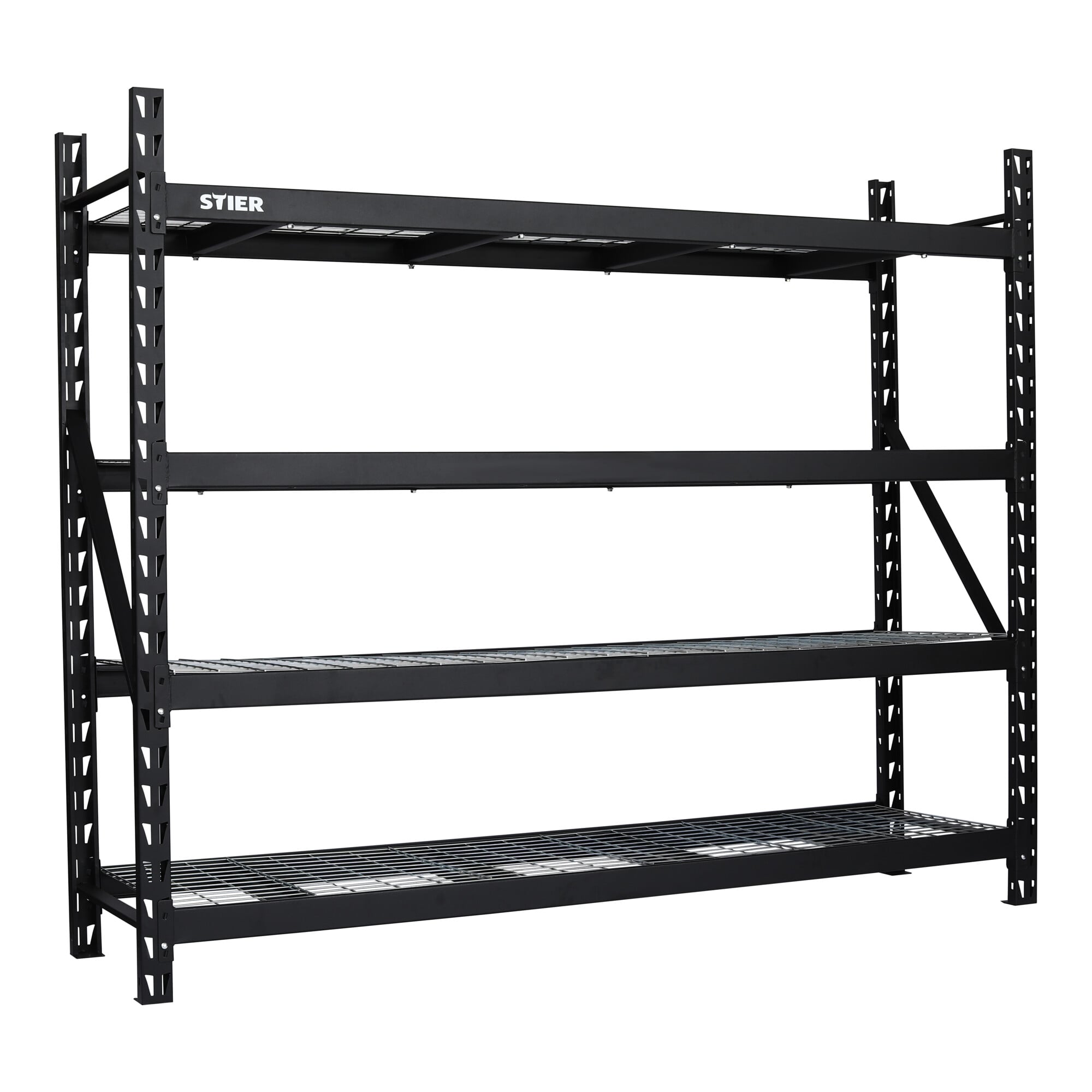 STIER Gitterrost-Fachbodenregal | Fachlast 400 kg | HxBxT 1830x1950x610mm | 4 Regalböden | Stahlgestell | Regalsystem
