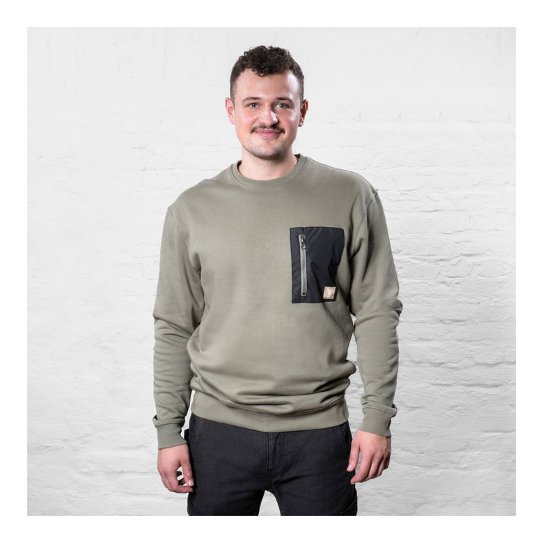 STIER Heavy Crew Sweater duty organic cotton S olive