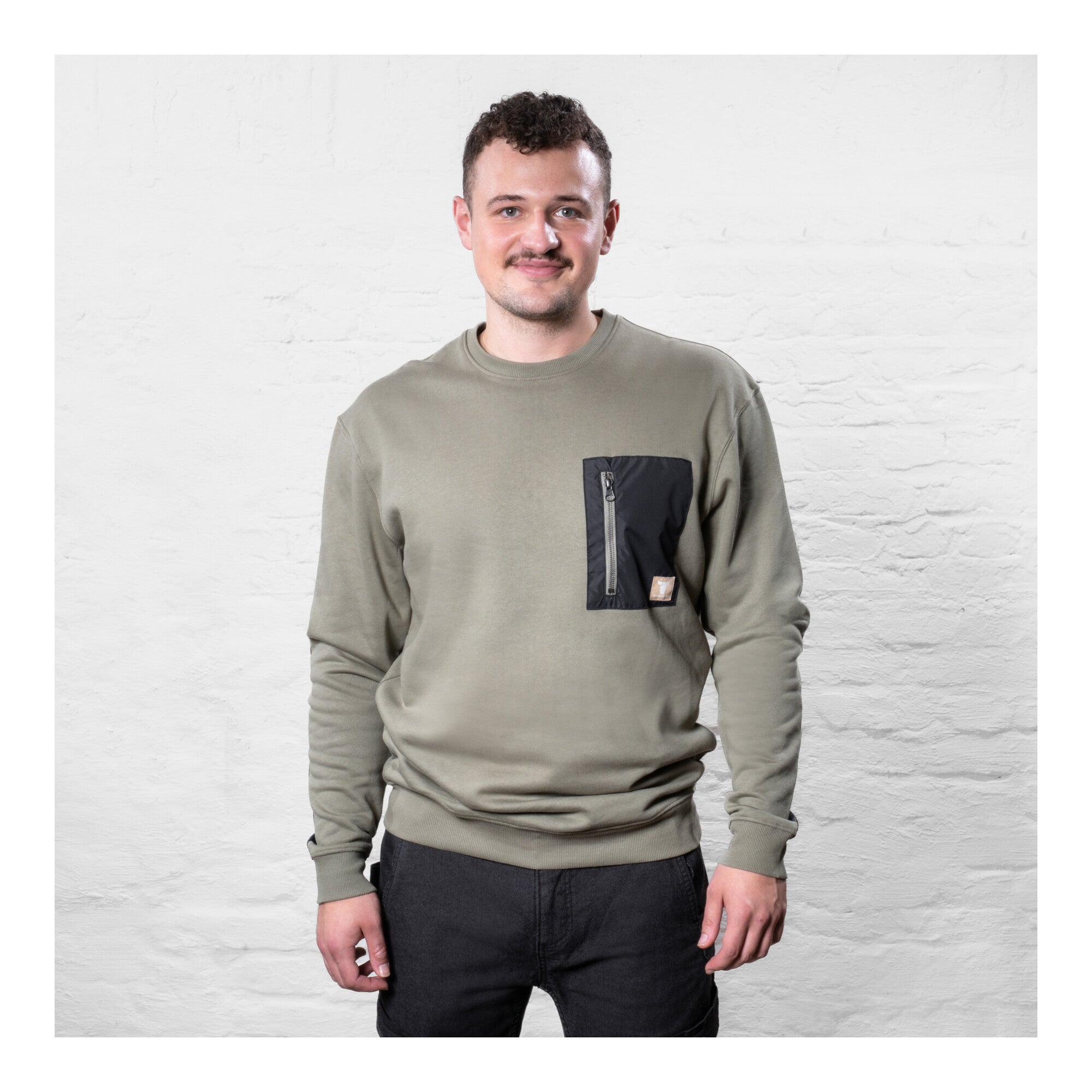 STIER Heavy Crew Sweater duty organic cotton XXL olive