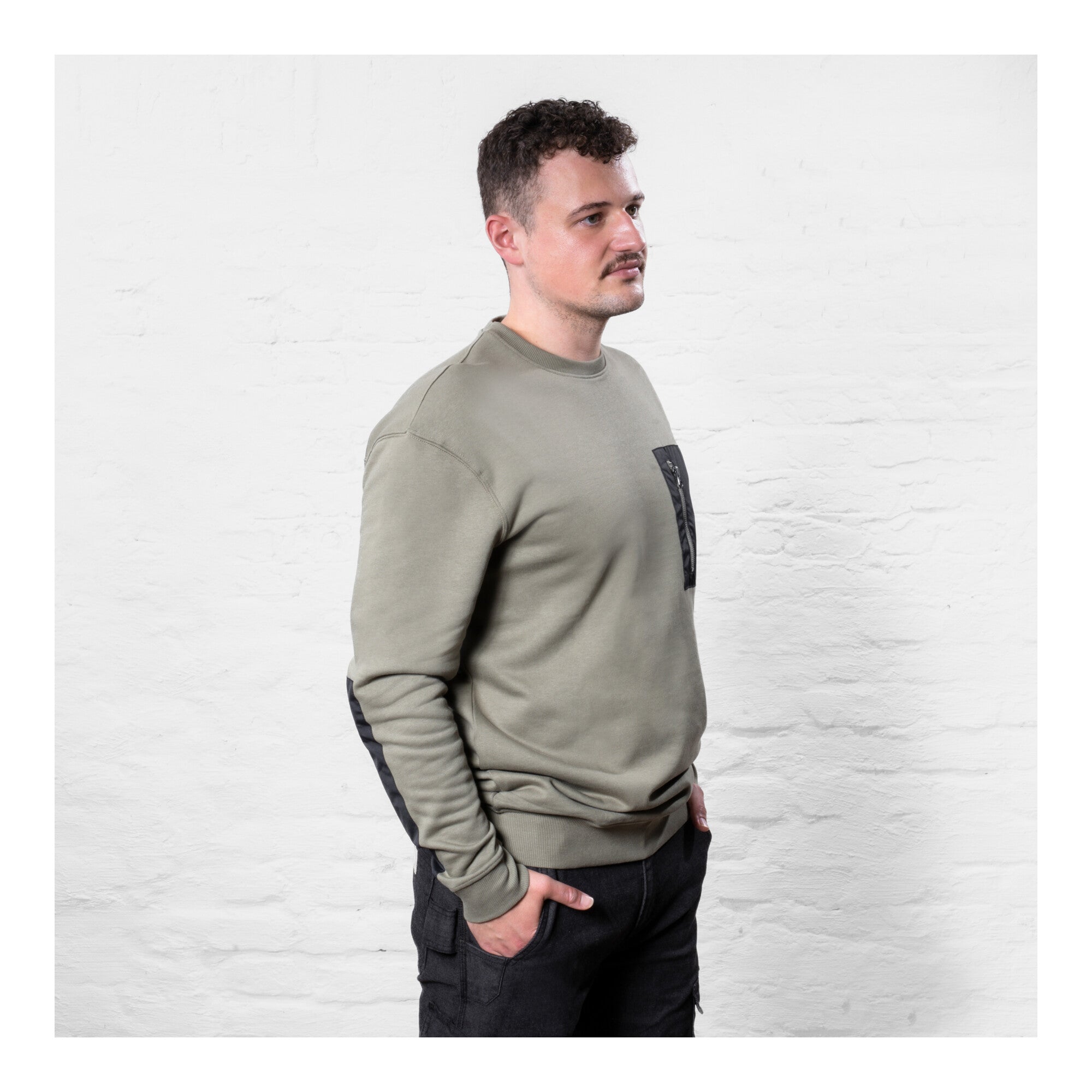 STIER Heavy Crew Sweater duty organic cotton XXL olive