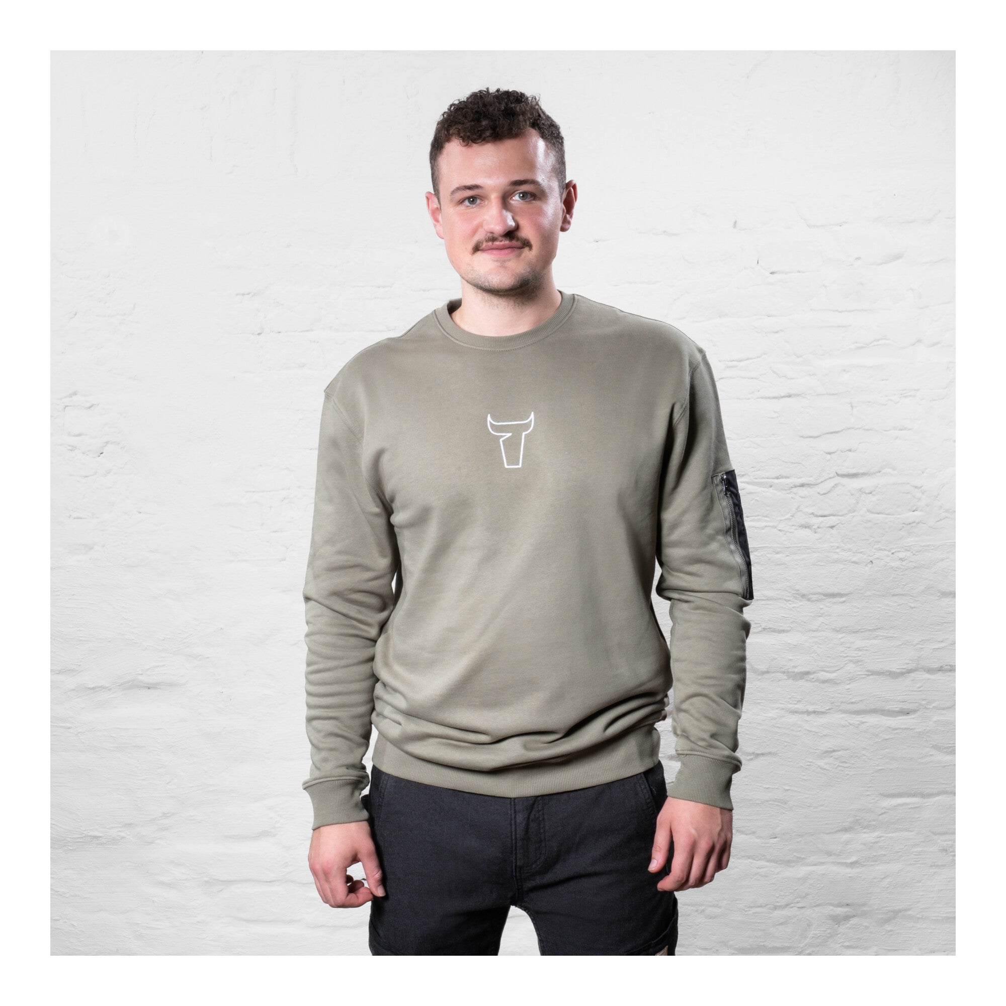 STIER Heavy Crew Sweater utility organic cotton S olive