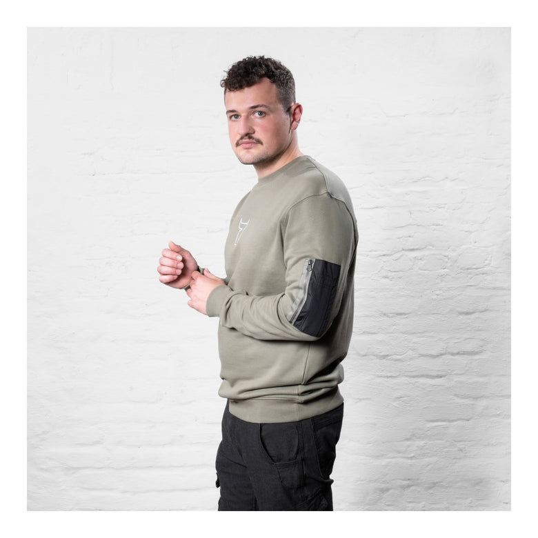 STIER Heavy Crew Sweater utility organic cotton S olive