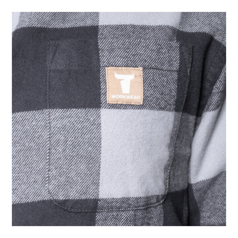 STIER Heavy Flannel Shirt bci cotton M buffalo plaid grey