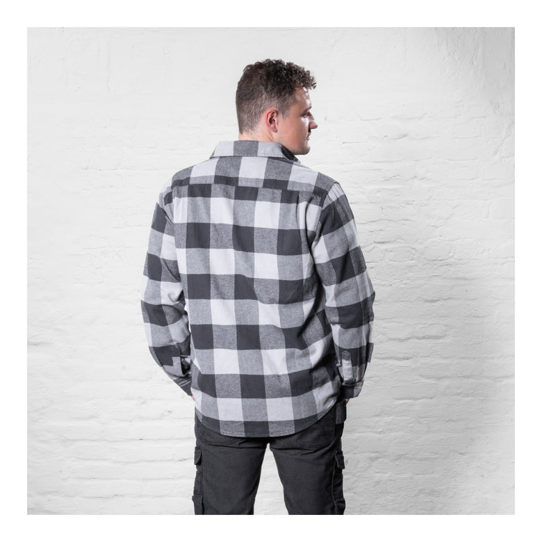 STIER Heavy Flannel Shirt bci cotton S buffalo plaid grey