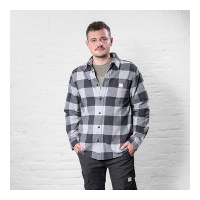 STIER Heavy Flannel Shirt bci cotton XL buffalo plaid gray