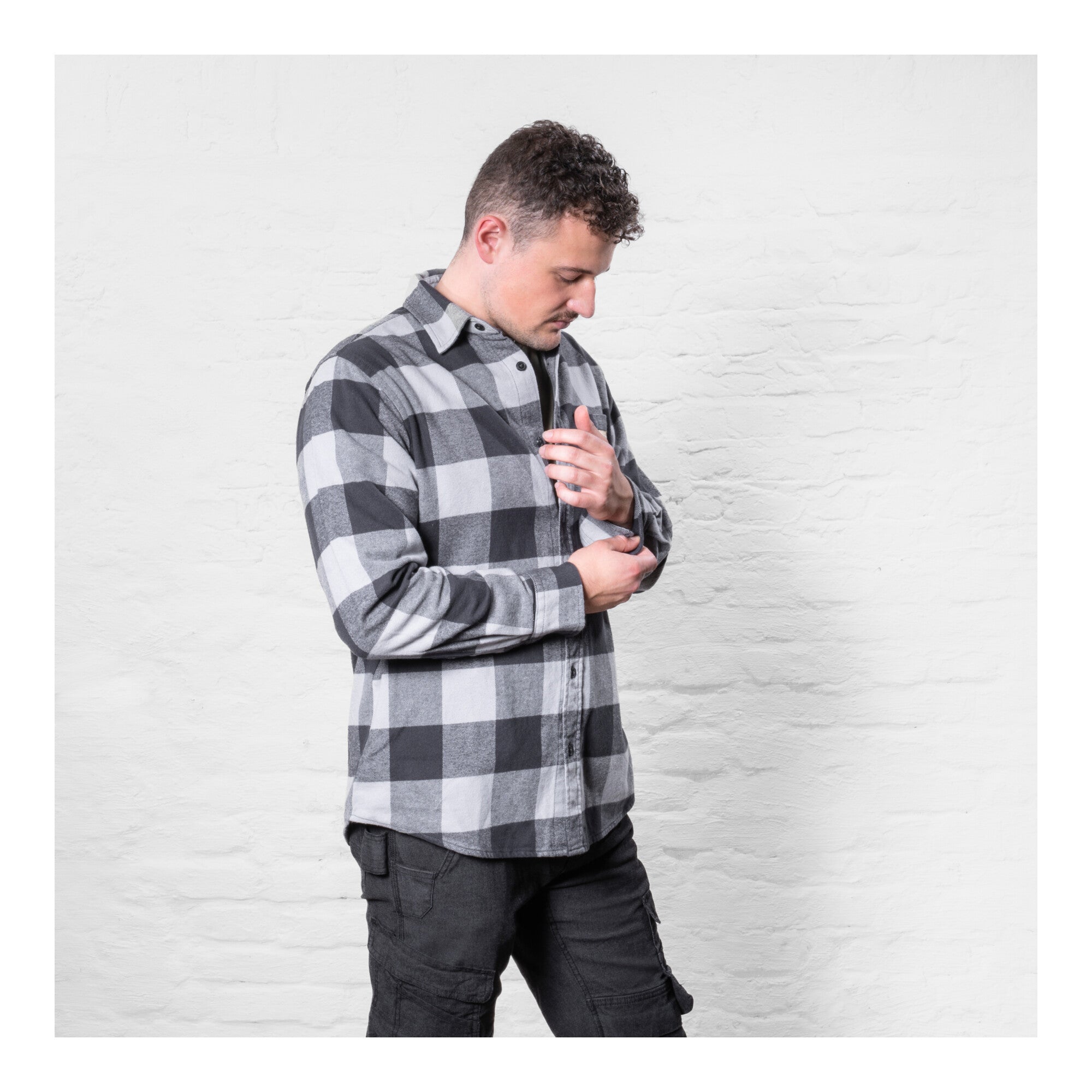 STIER Heavy Flannel Shirt bci cotton XL buffalo plaid gray