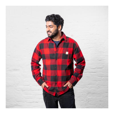 STIER Heavy Flannel Shirt bci cotton XL buffalo plaid red