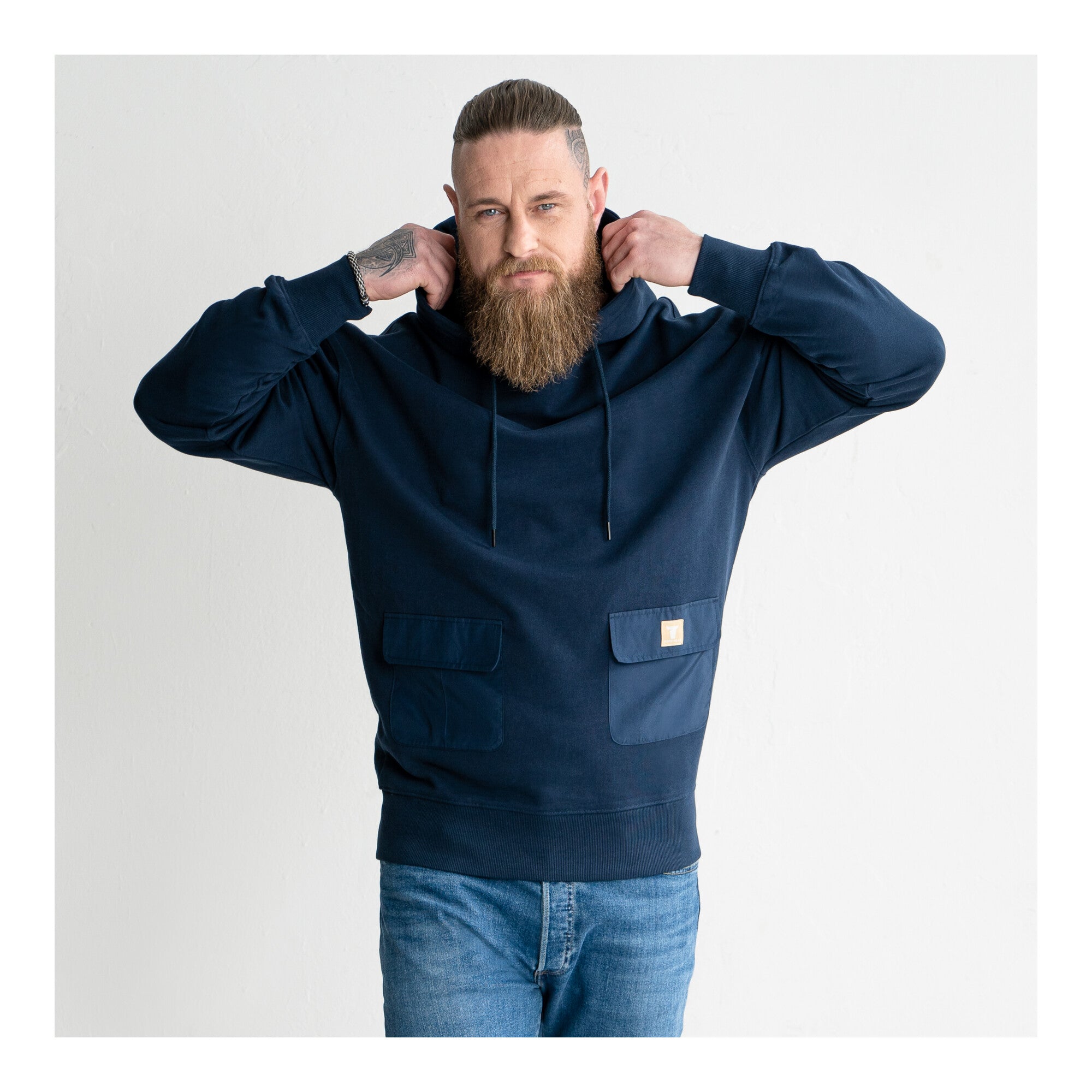 STIER Heavy Hoodie Functional Pocket organic cotton L Navy
